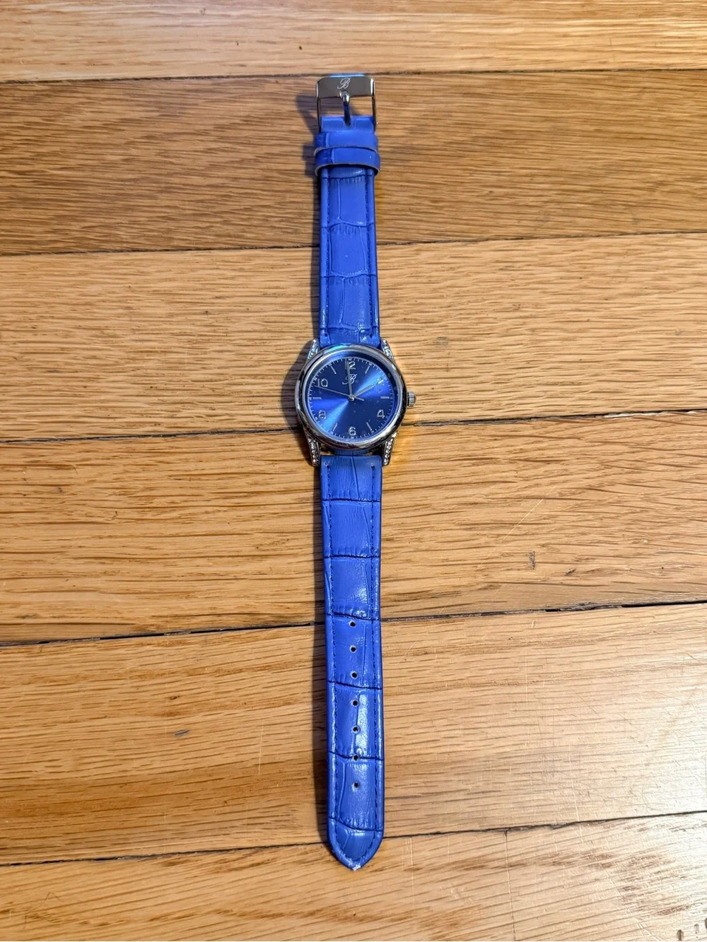 Brighton Blue Leather-Strap Wristwatch Y2K